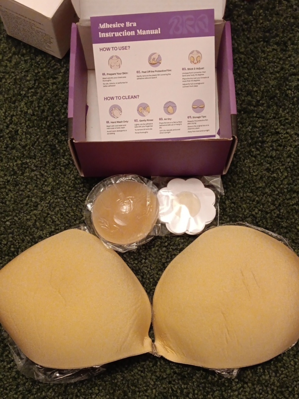 Adhesive Strapless Bra Set in Nude - D Cup.